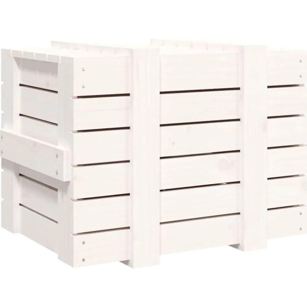 vidaXL Productos Del Hogar-Caja de almacenaje madera maciza de pino blanca 58x40,5x42 cm