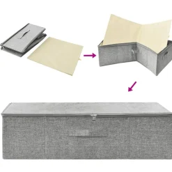 vidaXL Caja de almacenaje tela 70x40x18 cm Gris Outlet