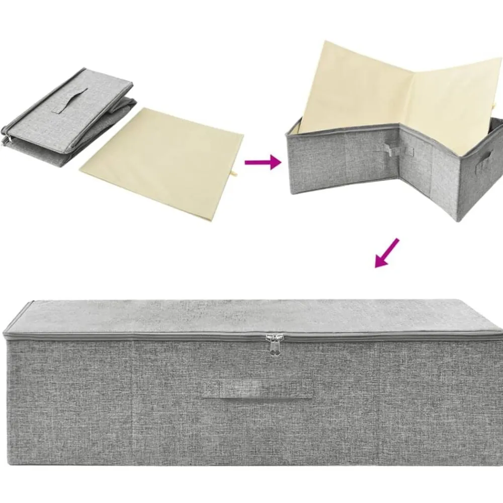 vidaXL Caja de almacenaje tela 70x40x18 cm Gris Outlet
