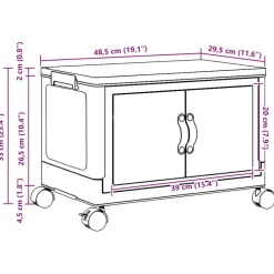 vidaXL Herramientas-Caja de almacenaje apilable con ruedas 28 l 48,5x29,5x33 cm