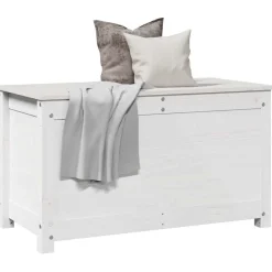 vidaXL Caja de almacenaje madera maciza de pino 80x40x45,5 cm Blanco Best