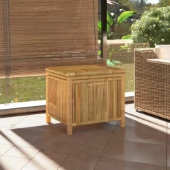 vidaXL Caja de almacenaje de jardín bambú 60x52x55 cm