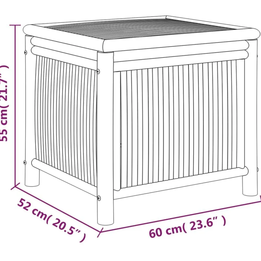 vidaXL Caja de almacenaje de jardín bambú 60x52x55 cm
