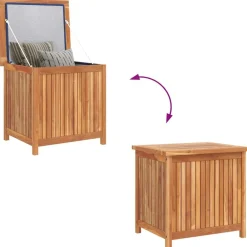 vidaXL Caja de almacenaje de jardín madera maciza de teca 60x50x58 cm Sale