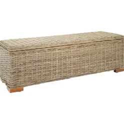 vidaXL Caja de almacenaje madera de caoba y ratán Kubu natural 110 cm Marr&oacute;n Online