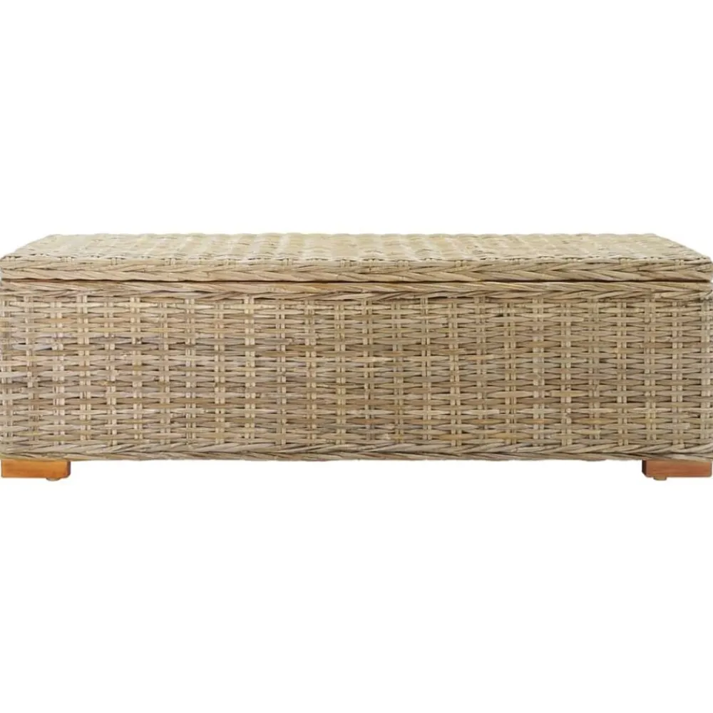 vidaXL Caja de almacenaje madera de caoba y ratán Kubu natural 110 cm Marrón Online