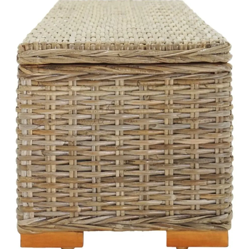 vidaXL Caja de almacenaje madera de caoba y ratán Kubu natural 110 cm Marrón Online