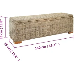 vidaXL Caja de almacenaje madera de caoba y ratán Kubu natural 110 cm Marrón Online