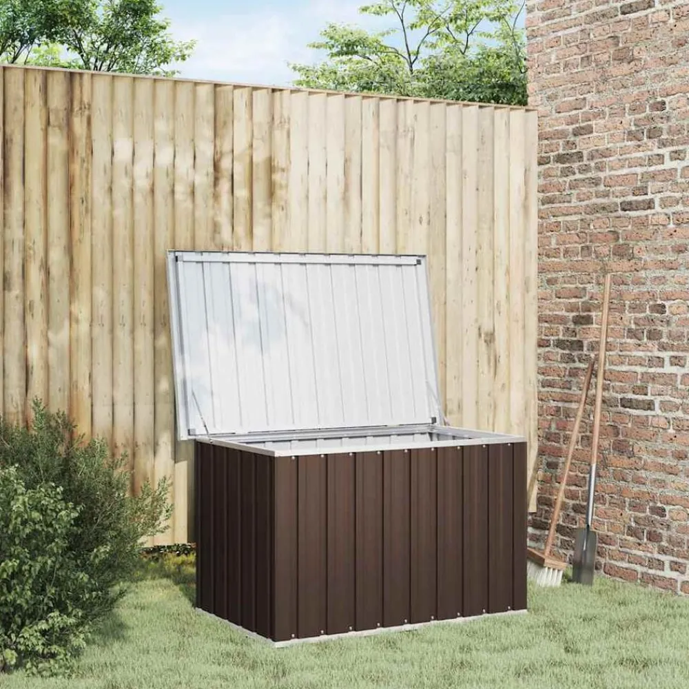 vidaXL Caja de almacenaje para jardín marrón 109x67x65 cm Marrón Online