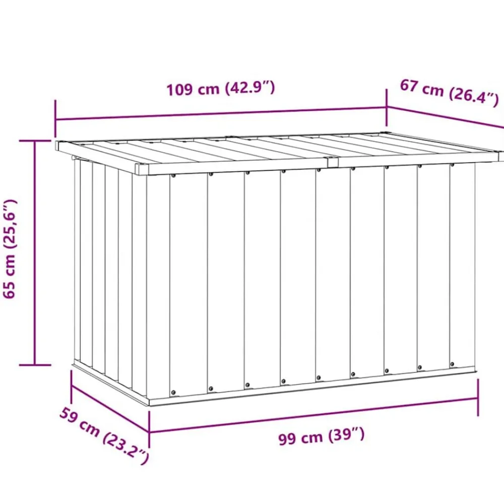 vidaXL Caja de almacenaje para jardín marrón 109x67x65 cm Marrón Online
