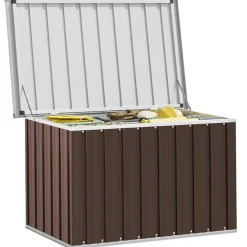 vidaXL Caja de almacenaje para jardín marrón 109x67x65 cm Marrón Online