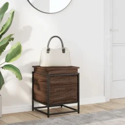 vidaXL Productos Del Hogar-Caja de almacenaje con tapa madera marrón roble 40x40x51,5 cm