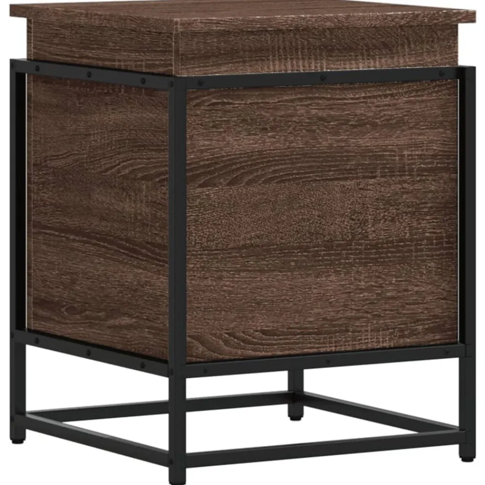 vidaXL Productos Del Hogar-Caja de almacenaje con tapa madera marrón roble 40x40x51,5 cm