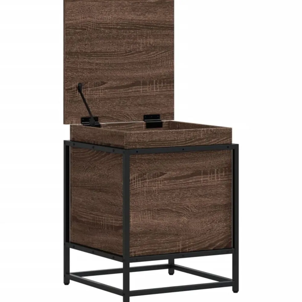 vidaXL Productos Del Hogar-Caja de almacenaje con tapa madera marrón roble 40x40x51,5 cm