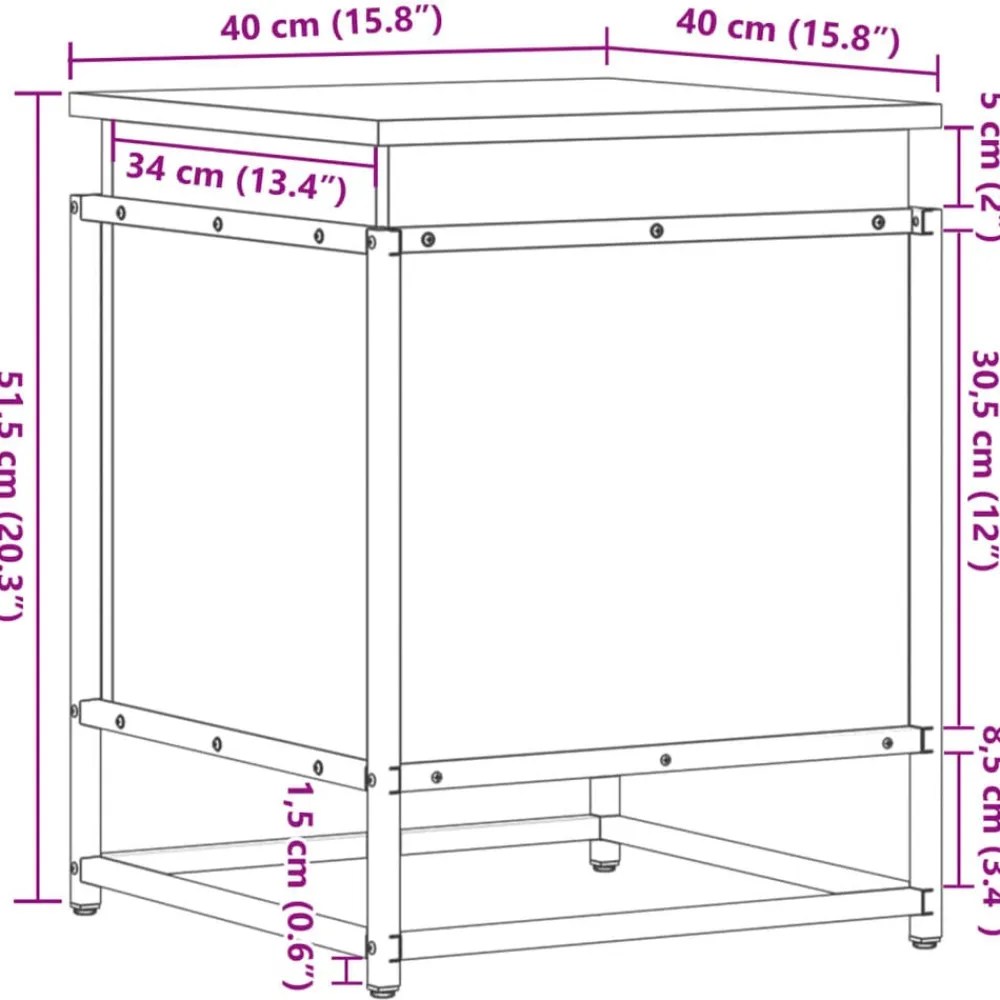 vidaXL Productos Del Hogar-Caja de almacenaje con tapa madera marrón roble 40x40x51,5 cm