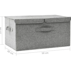 vidaXL Caja de almacenaje tela 50x30x25 cm Gris Sale