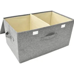 vidaXL Caja de almacenaje tela 50x30x25 cm Gris Sale