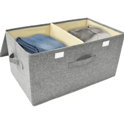vidaXL Caja de almacenaje tela 50x30x25 cm Gris Sale