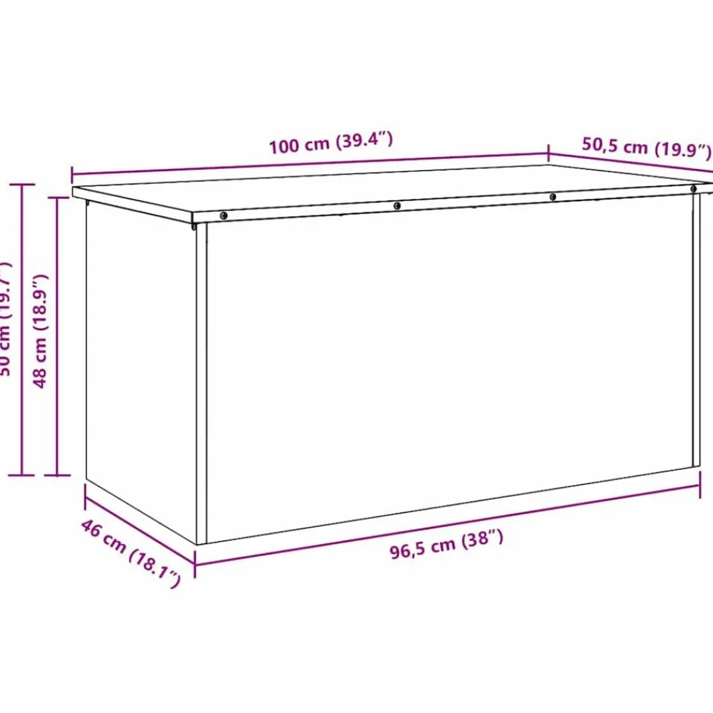 vidaXL Productos Del Hogar-Caja de Almacenamiento Exterior 100 x 50,5 x 50 cm Acero