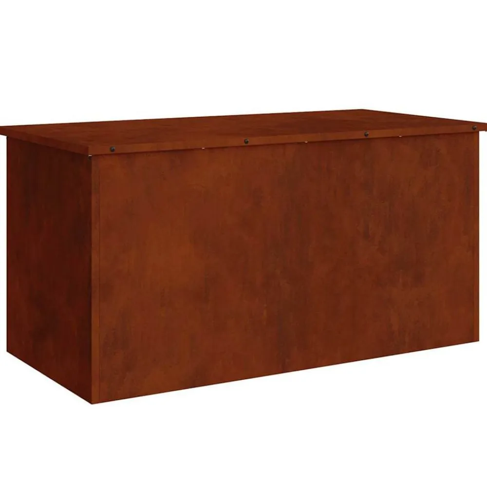 vidaXL Caja de Almacenamiento Exterior Oxidado 100 x 50,5 x 50 cm Acero oxidado Discount