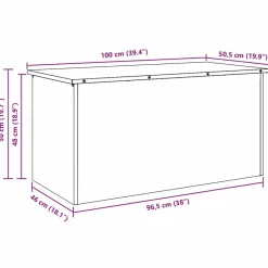vidaXL Caja de Almacenamiento Exterior Oxidado 100 x 50,5 x 50 cm Acero oxidado Discount