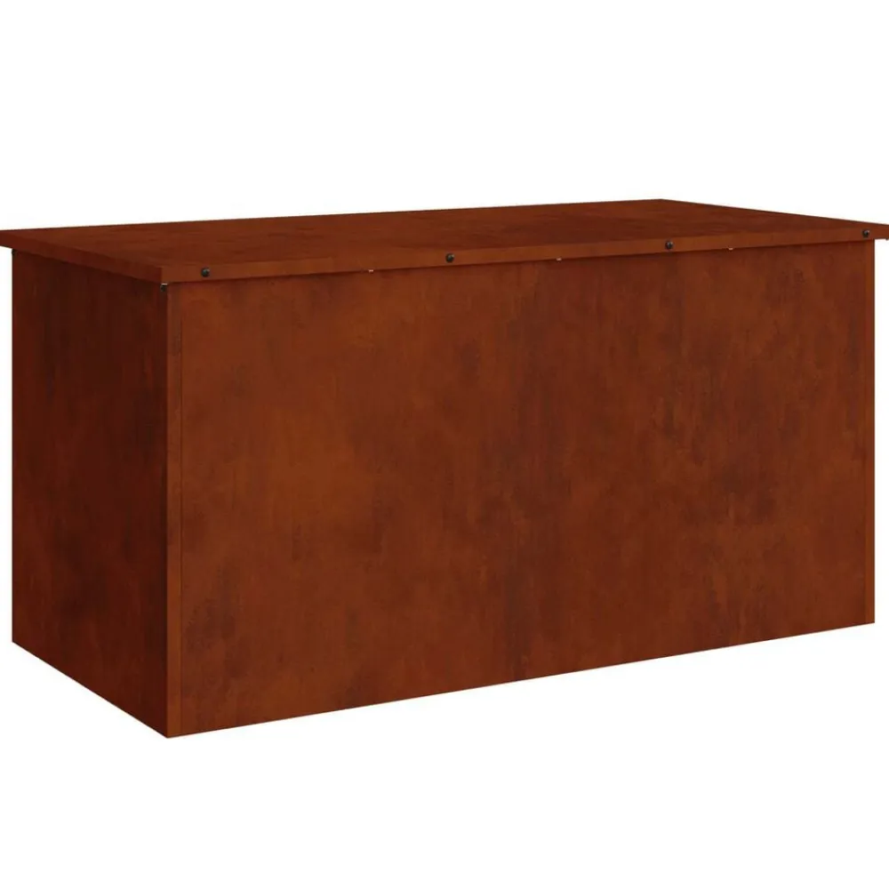 vidaXL Caja de Almacenamiento Exterior Oxidado 100 x 50,5 x 50 cm Acero oxidado Discount