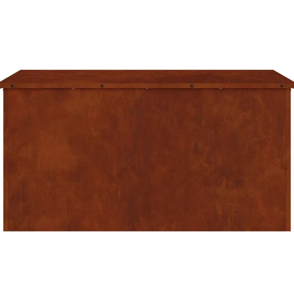 vidaXL Caja de Almacenamiento Exterior Oxidado 100 x 50,5 x 50 cm Acero oxidado Discount
