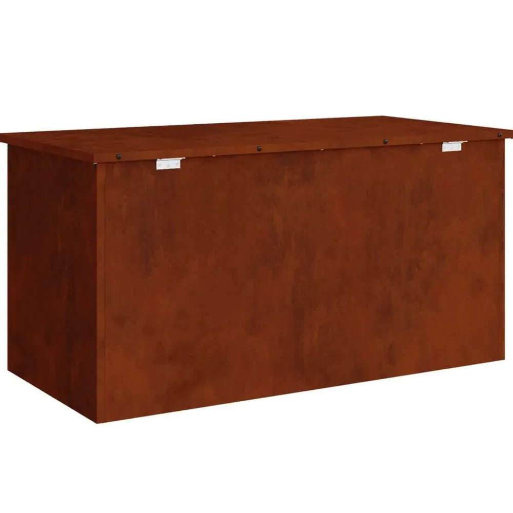 vidaXL Caja de Almacenamiento Exterior Oxidado 100 x 50,5 x 50 cm Acero oxidado Discount