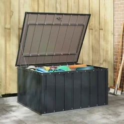 vidaXL Caja de Almacenamiento para Jardín Negro 101 x 82 x 50 cm Acero Outlet