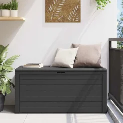 vidaXL Muebles De Jardín-Caja de almacenamiento de jardín gris 116x44x55 cm