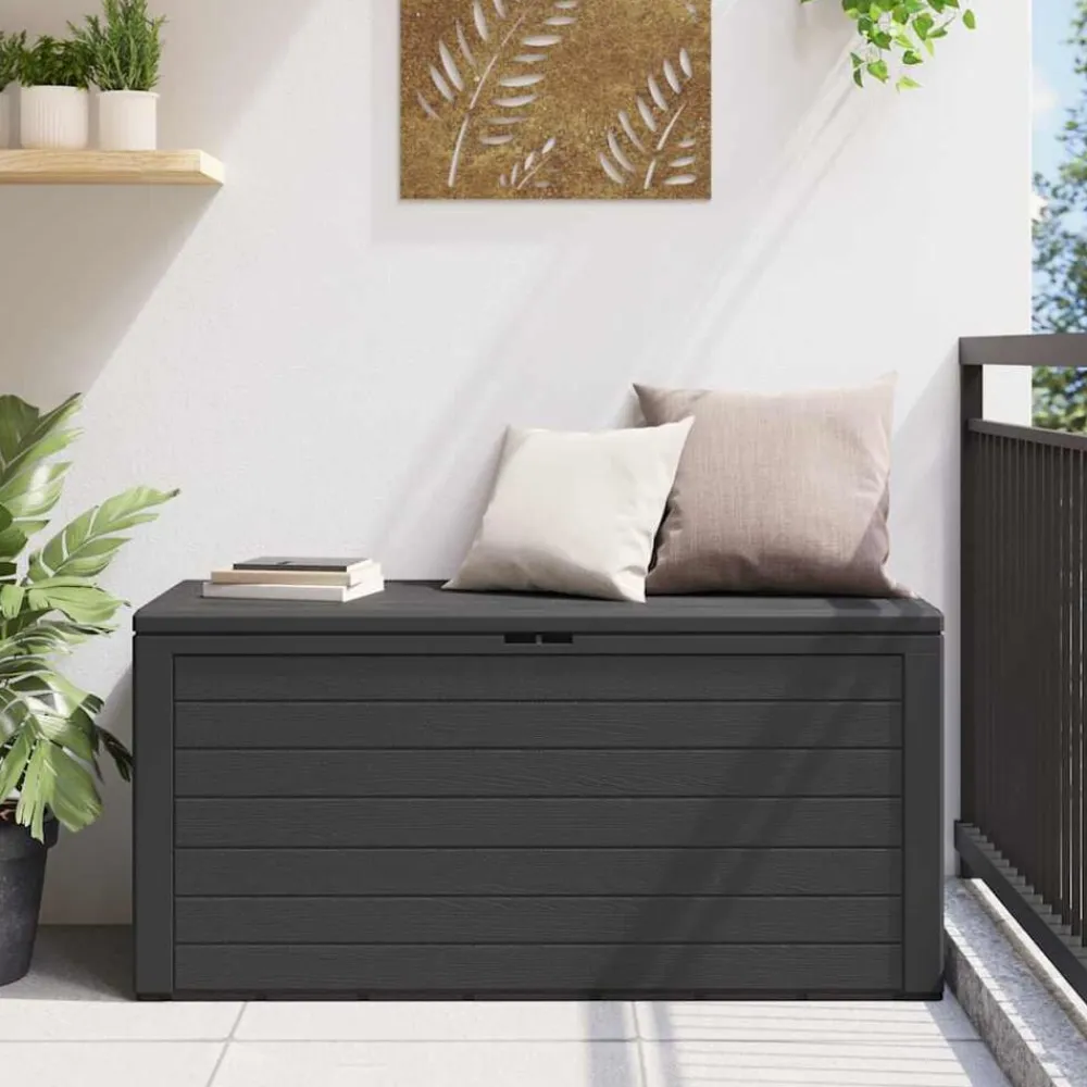 vidaXL Muebles De Jardín-Caja de almacenamiento de jardín gris 116x44x55 cm