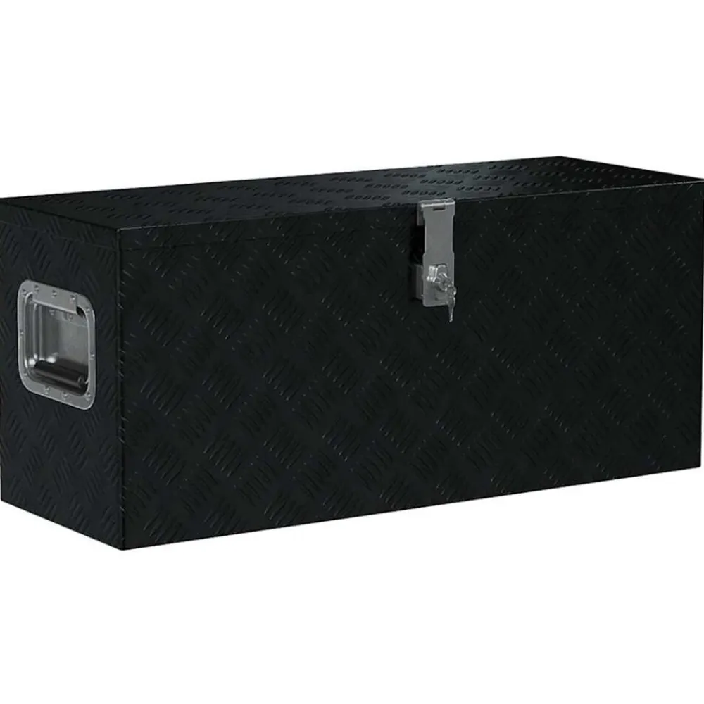 vidaXL Accesorios De Bricolaje-Caja de aluminio negra 80x30x35 cm