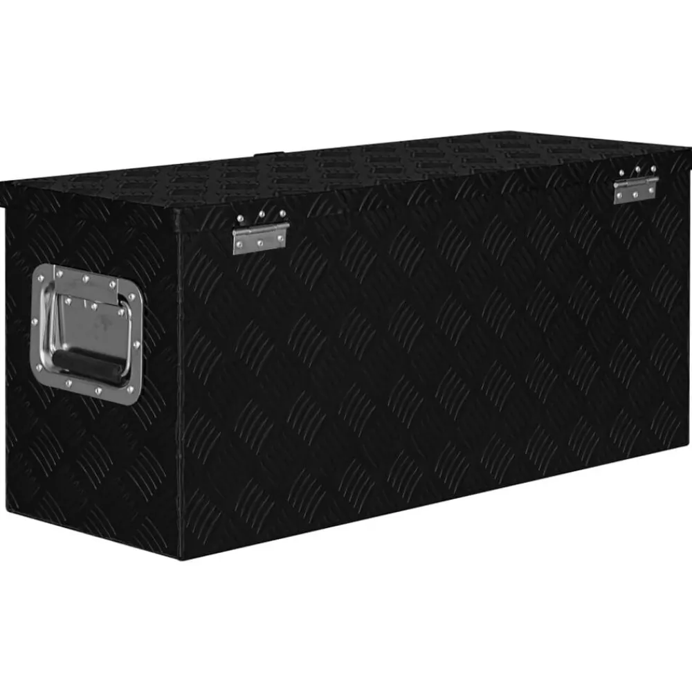 vidaXL Accesorios De Bricolaje-Caja de aluminio negra 80x30x35 cm