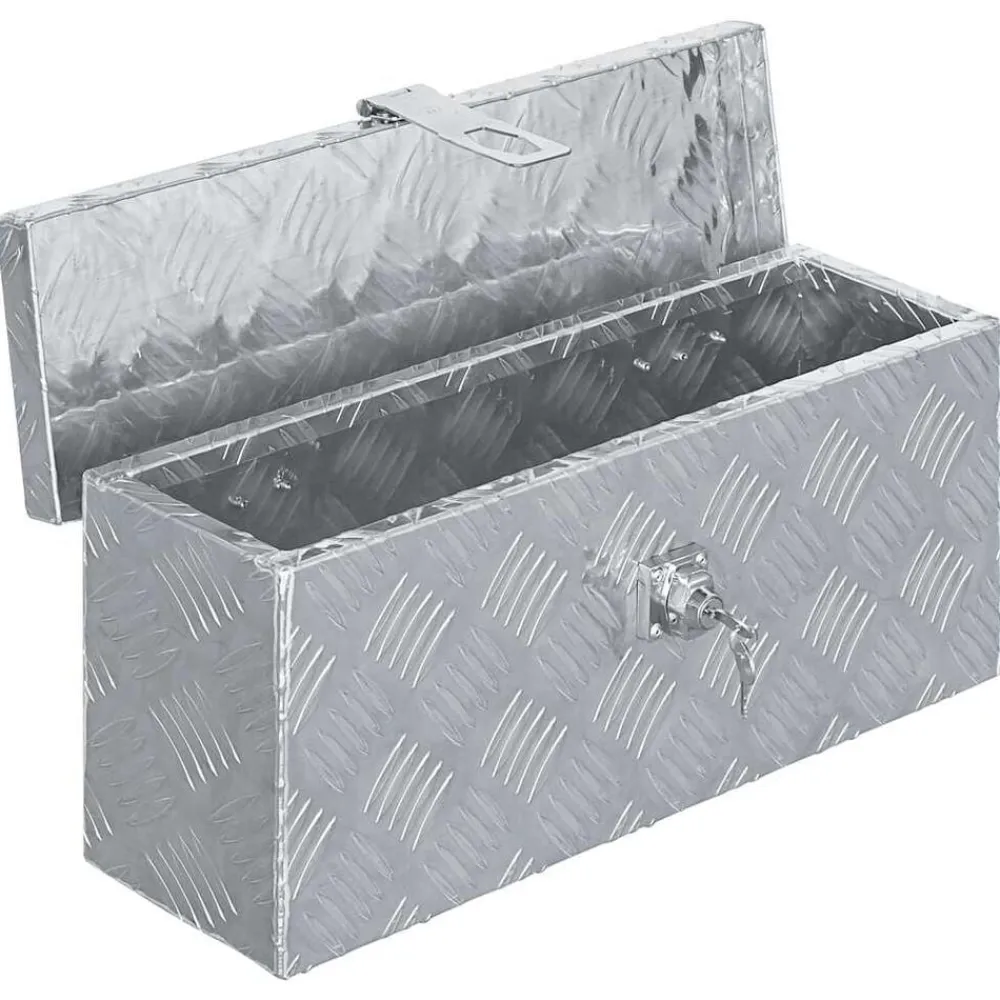 vidaXL Caja de aluminio 48,5x14x20 cm plateada Plateado Clearance
