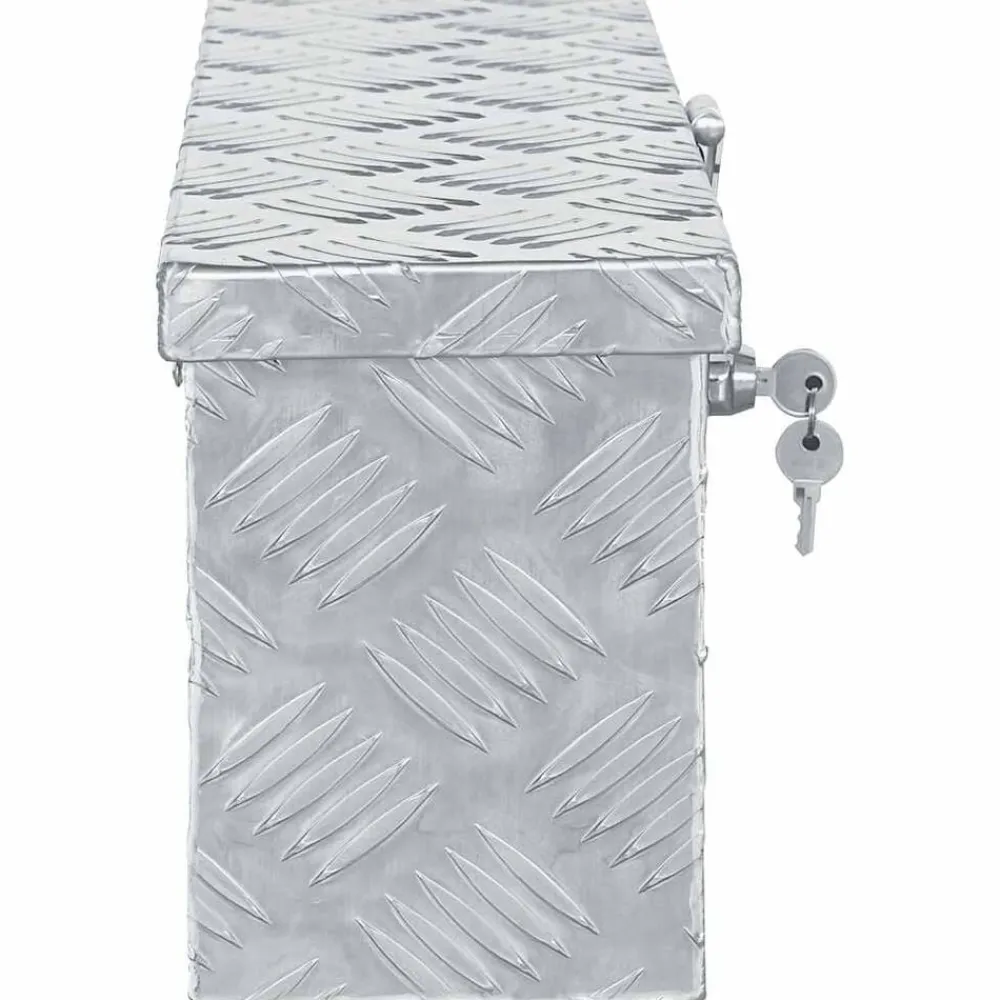 vidaXL Caja de aluminio 48,5x14x20 cm plateada Plateado Clearance