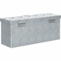 vidaXL Caja de aluminio 48,5x14x20 cm plateada Plateado Clearance