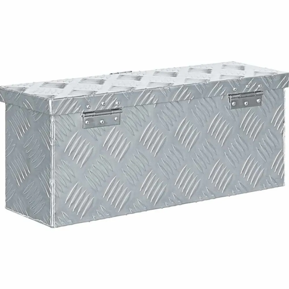 vidaXL Caja de aluminio 48,5x14x20 cm plateada Plateado Clearance