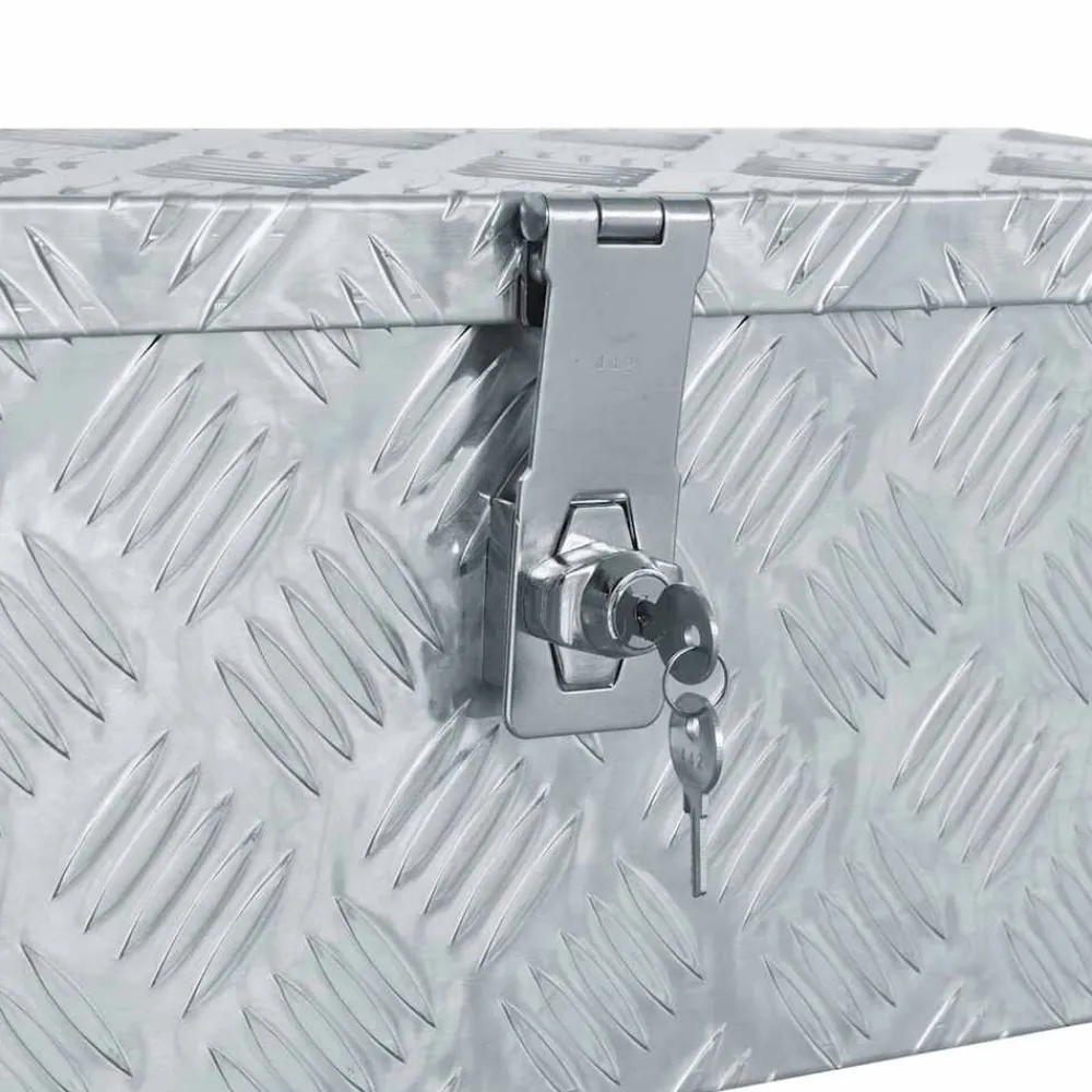 vidaXL Caja de aluminio 48,5x14x20 cm plateada Plateado Clearance