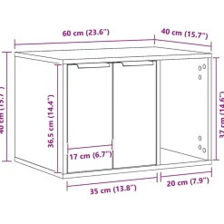 vidaXL Caja de arena para gatos de , 60 x 40 x 40 cm, madera de ingeniería Roble negro Best