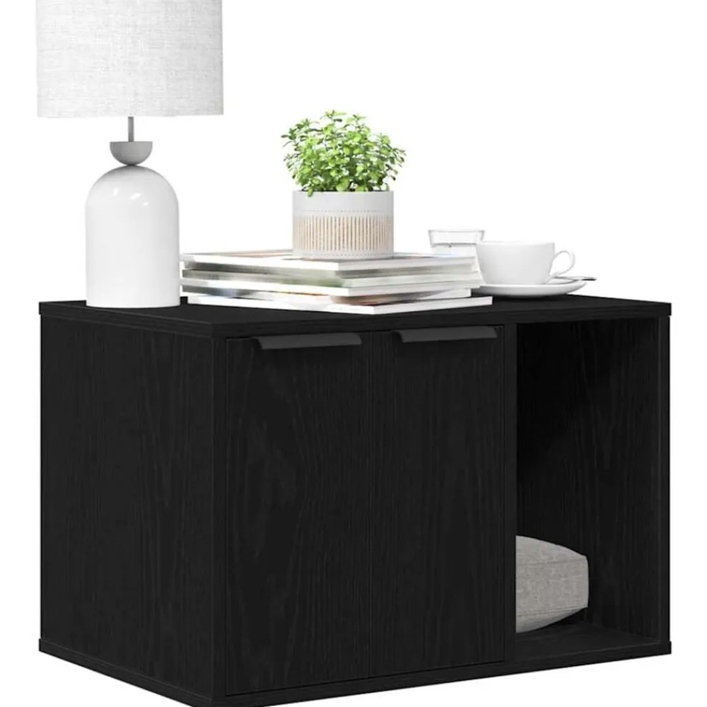 vidaXL Caja de arena para gatos de , 60 x 40 x 40 cm, madera de ingeniería Roble negro Best