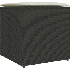 vidaXL Caja de cojines Negro 50 x 50 x 50 cm ratán sintético Negro y crema Hot