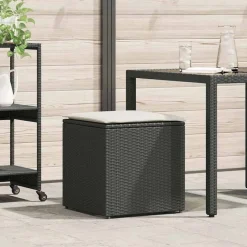 vidaXL Caja de cojines Negro 50 x 50 x 50 cm ratán sintético Negro y crema Hot
