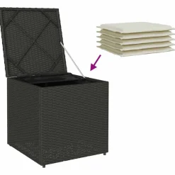 vidaXL Caja de cojines Negro 50 x 50 x 50 cm ratán sintético Negro y crema Hot