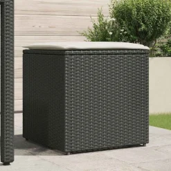 vidaXL Caja de cojines Negro 50 x 50 x 50 cm ratán sintético Negro y crema Hot