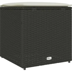 vidaXL Caja de cojines Negro 50 x 50 x 50 cm ratán sintético Negro y crema Hot