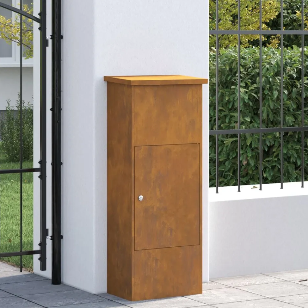vidaXL Caja de entrega de paquetes Oxidado 44,5 x 29 x 110,5 cm Acero oxidado Sale