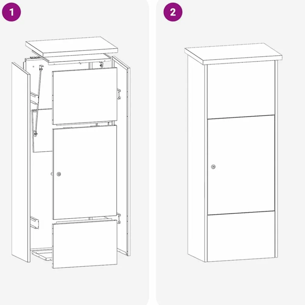 vidaXL Caja de entrega de paquetes Negro 44,5 x 29 x 110,5 cm Acero galvanizado New