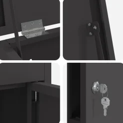 vidaXL Caja de entrega de paquetes 44,5 x 29 x 110,5 cm Acero Negro
