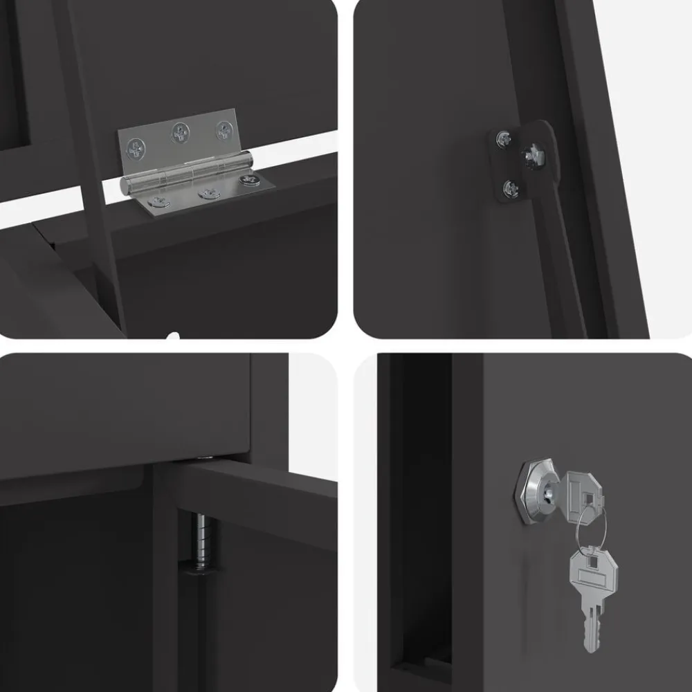 vidaXL Caja de entrega de paquetes 44,5 x 29 x 110,5 cm Acero Negro