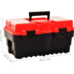 vidaXL Caja de herramientas de plástico rojo 462x256x242 mm